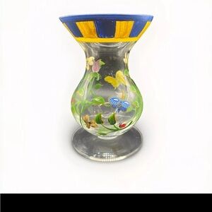 Lenox Butterfly Meadow Dragonfly Ladybug FlowerHand Painted Glass Vase 6” Signed